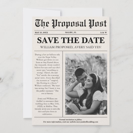 Kranten Unieke foto Opslaan datum Kaart (Voorkant)