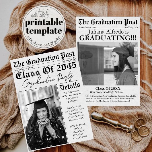 Kranten Unieke Klasse van 2025 Afstuderen Kaart