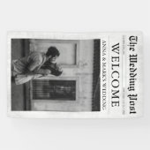 Kranten Unieke Pret Foto Bruiloft Welkom Bord Spandoek (Horizontaal)