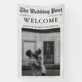 Kranten Unieke Pret Foto Bruiloft Welkom Bord Spandoek (Verticaal)