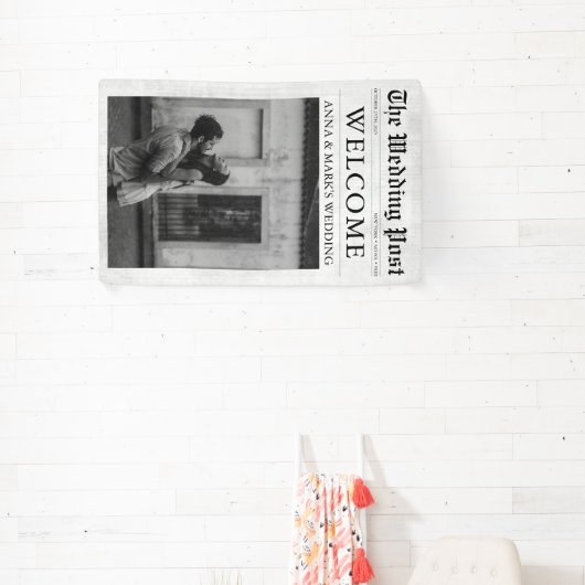Kranten Unieke Pret Foto Bruiloft Welkom Bord Spandoek (Insitu)