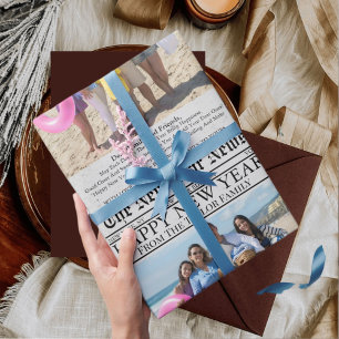 Kranten Unieke Pret Foto Gelukkig Nieuwjaar Cadeaupapier