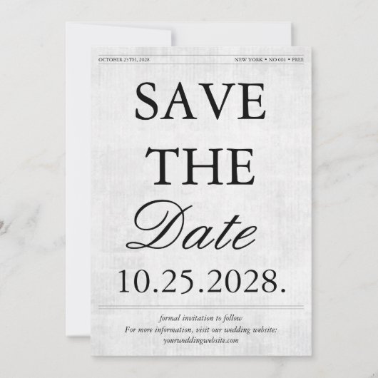 Kranten Unieke vun Foto sparen datum huwelijk Kaart (Achterkant)