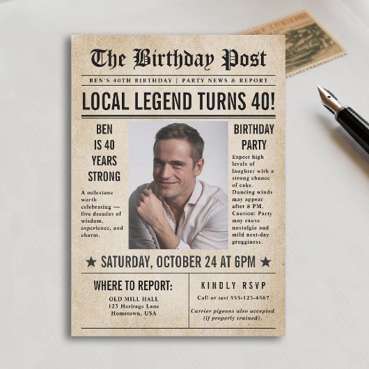 Kranten Verjaardag Nieuws Grappige Humoristische M Kaart