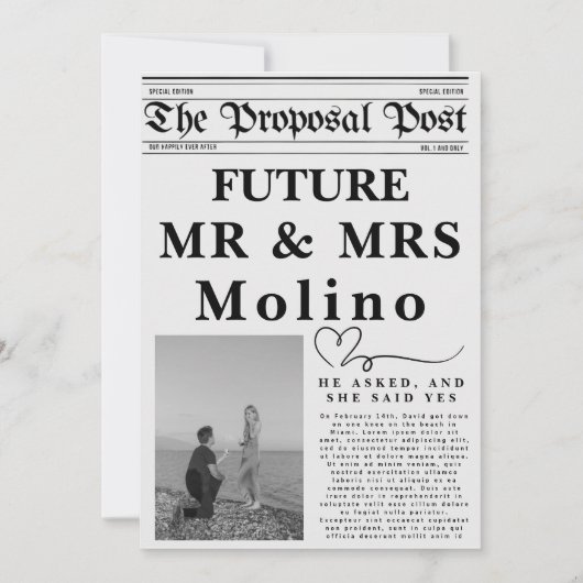 Kranten Verloving Aankondiging Templ Invitation (Voorkant)