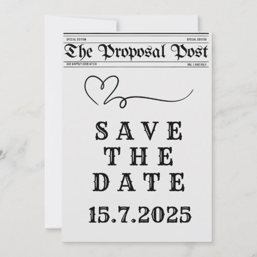 Kranten Verloving Aankondiging Templ Invitation (Achterkant)