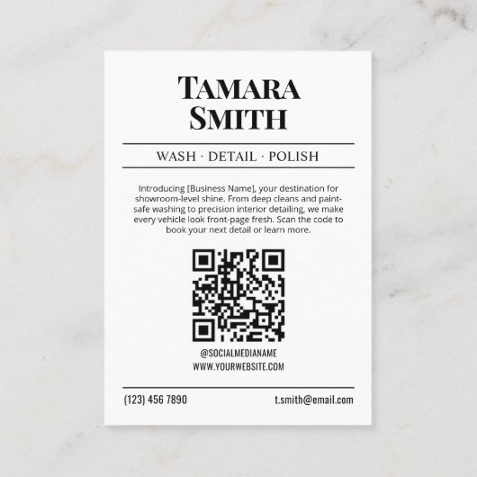 Kranten Visitekaartje, Autowas en Auto Detailing Contactkaartje (Achterkant)