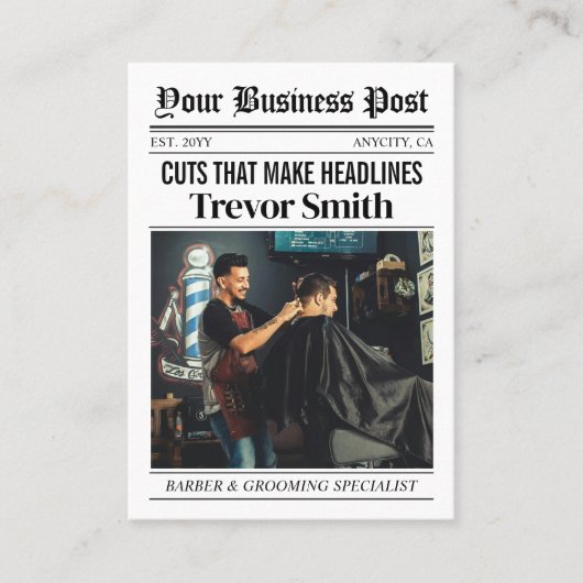 Kranten Visitekaartje, Barber & Grooming Stylist Contactkaartje (Voorkant)