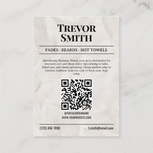 Kranten Visitekaartje, Barber & Grooming Stylist Contactkaartje (Achterkant)