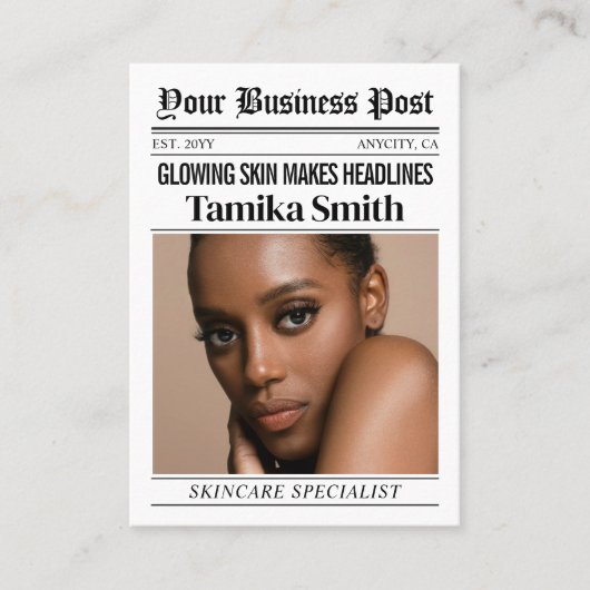 Kranten Visitekaartje, estheticus Contactkaartje (Voorkant)