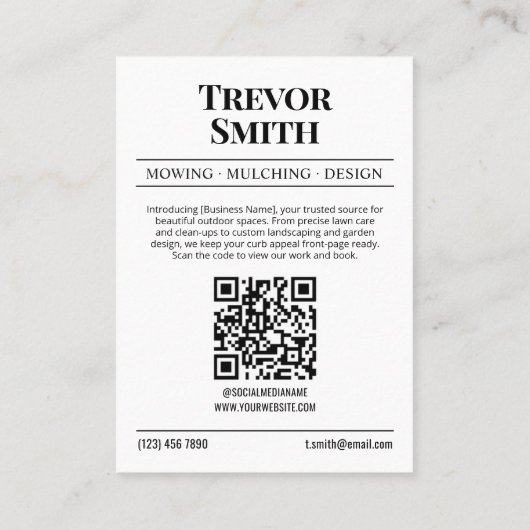 Kranten Visitekaartje, gazon zorg & landschapsarch Contactkaartje (Achterkant)