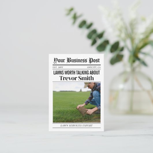 Kranten Visitekaartje, gazon zorg & landschapsarch Contactkaartje (Staand voorkant)