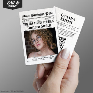 Kranten Visitekaartje, Hair Stylist Specialist Contactkaartje