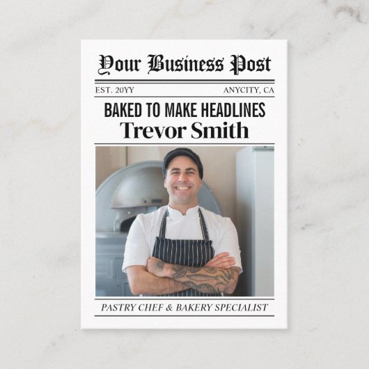 Kranten Visitekaartje, Pastry Chef & Baker Contactkaartje (Voorkant)