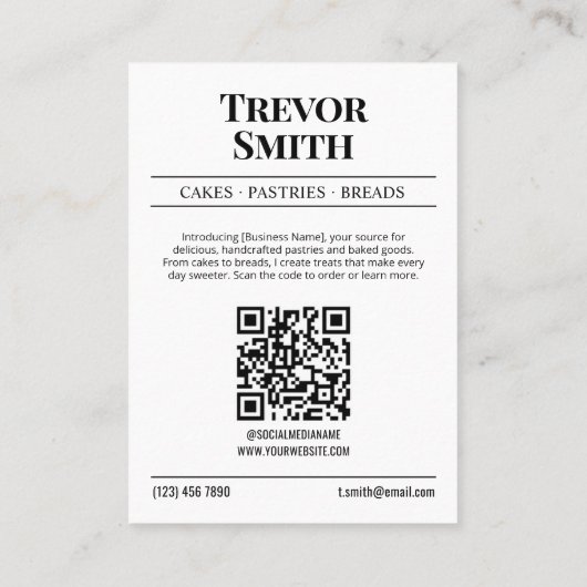 Kranten Visitekaartje, Pastry Chef & Baker Contactkaartje (Achterkant)