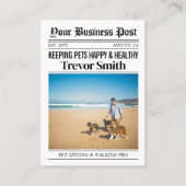 Kranten Visitekaartje, Pet Sitter en Dog Walker Contactkaartje (Voorkant)