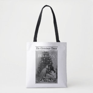 Kranten Wat Een Jaar Zwart Wit Foto Kerstmis Tote Bag
