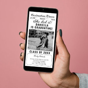 Kranten Ze deed het Afstuderen Uitnodiging 2025
