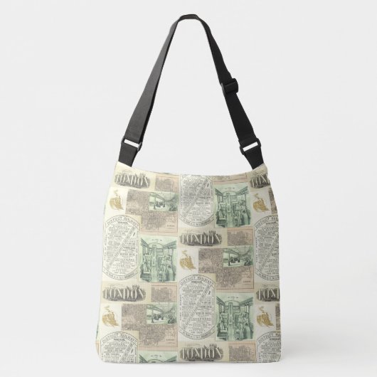  krantenadvertenties Collage Crossbody Tas (Voorkant)