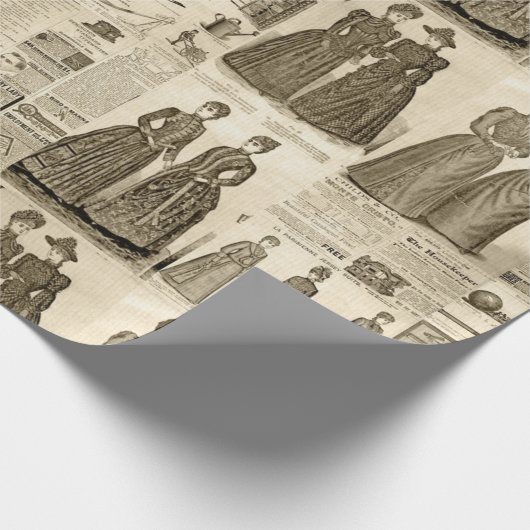  krantenadvertenties Rustic Tiled Cadeaupapier (Hoek)