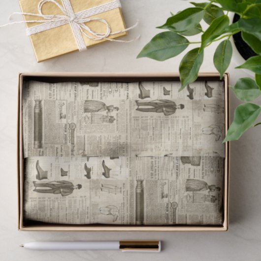  krantenadvertenties Rustic Tiled Tissuepapier (Geschenk)