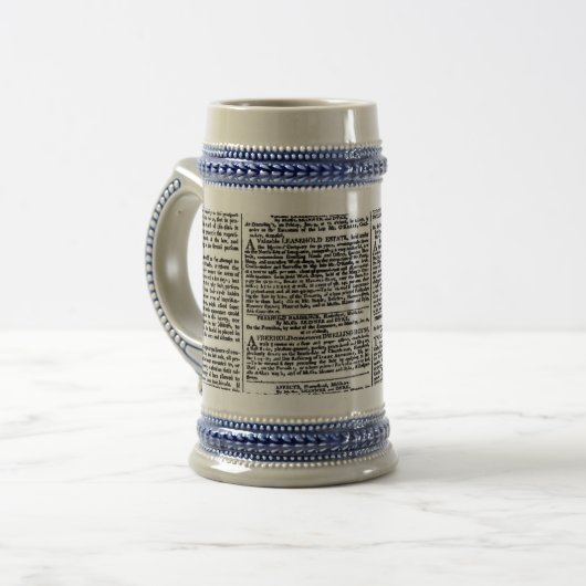 krantenafdrukken bierpul (Voorkant links)