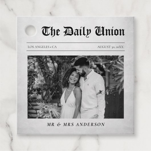 Krantenartikel Bruiloft Bedankjes Labels (Voorkant)