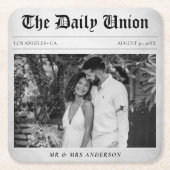 Krantenartikel Huwelijksreceptie Kartonnen Onderzetters (Voorkant)