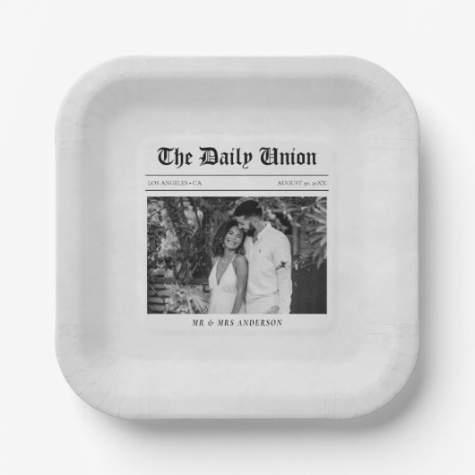 Krantenartikel Huwelijksreceptie Papieren Bordje (Voorkant)