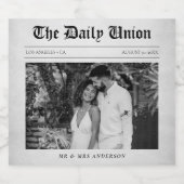 Krantenartikel Huwelijksreceptie Sparkling Wijnetiket (Enkel label)