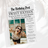 Krantenartikel Unieke pret Sweet Sixteen verjaarda Kaart