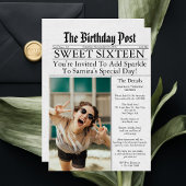 Krantenartikel Unieke pret Sweet Sixteen verjaarda Kaart