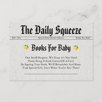 Krantenbabyshowerboeken voor baby informatiekaartje