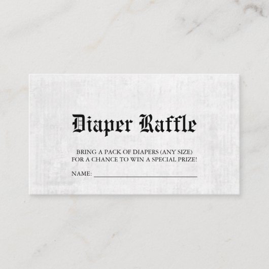 Krantenblad Baby shower Diaper Raffle Informatiekaartje (Voorkant)
