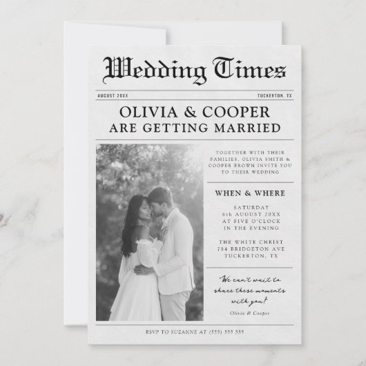 krantenbruiloft kaart (Voorkant)