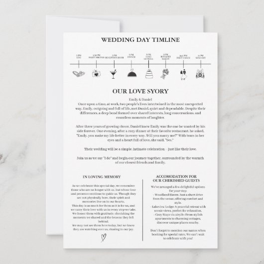 Krantendetails Tijdlijn Fotobruiloft Kaart (Achterkant)