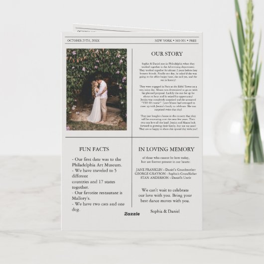 Krantendetails Tijdlijn QR Alles in één bruiloft (Achterkant)