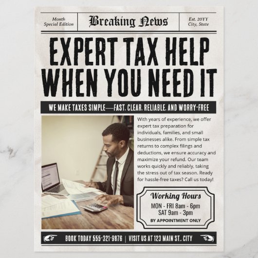 Krantenflyer, dienst voor de voorbereiding van de  flyer (Voorkant)