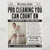 Krantenflyer, Retro Home Cleaning Services Flyer (Voorkant)