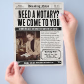 Krantenflyer, retro mobiele notarisdiensten flyer (Hand)
