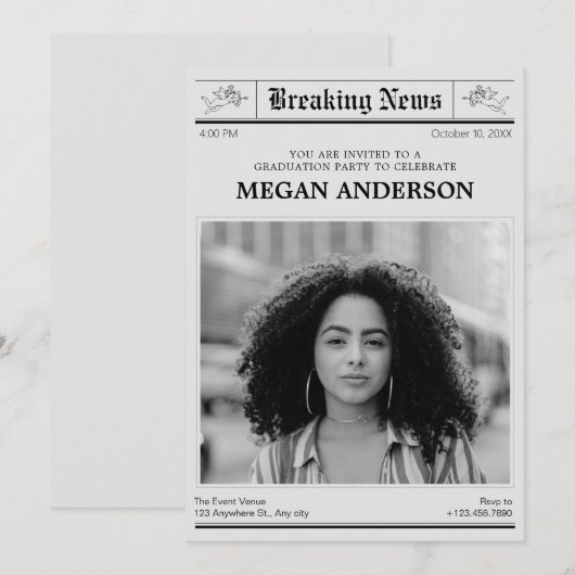 Krantenfoto afstuderen kaart (Voorkant / Achterkant)