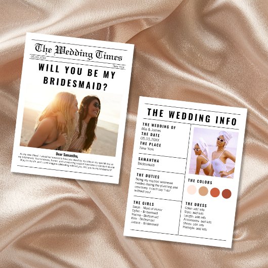 Krantenfoto Be My Bridesmaid Voorstel Info Kaart