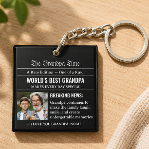 Krantenfoto Beste Opa Ter Wereld Zwart Wit Sleutelhanger