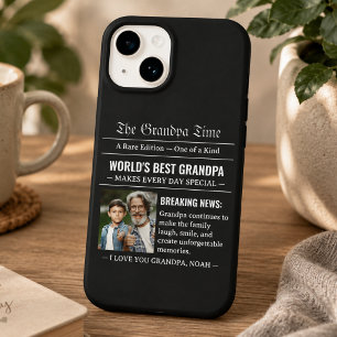 Krantenfoto Beste Opa van de Wereld Zwart Case-Mate iPhone 14 Hoesje