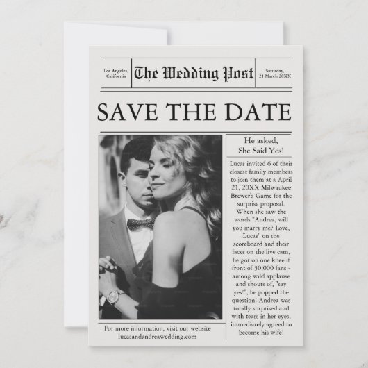 Krantenfoto Bewaar de trouwdatum Kaart (Voorkant)