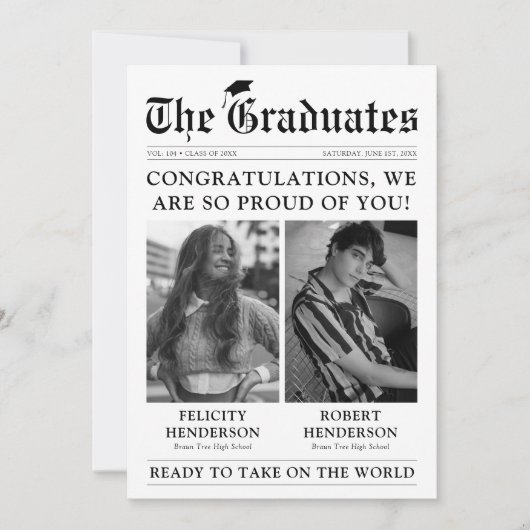 Krantenfoto Gezamenlijk Afstuderen Aankondiging (Voorkant)