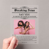 Krantenfoto Maid of Honor of Bridesmaid Acryl Uitnodigingen (Insitu (Draagbaar))