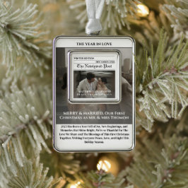 Krantenfoto Merry and Married Verzilverd Omlijst Ornament