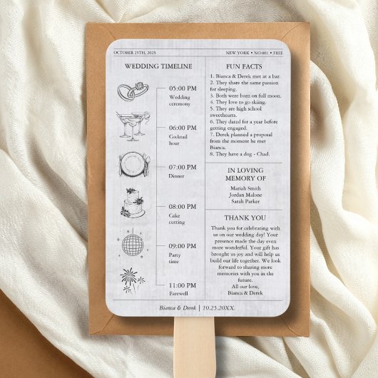 Krantenfoto Trouwprogramma Tijdlijn Hand Fan Handwaaier