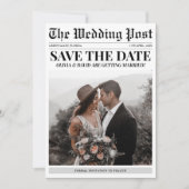 Krantenfoto Unieke bruiloft Save The Date (Voorkant)